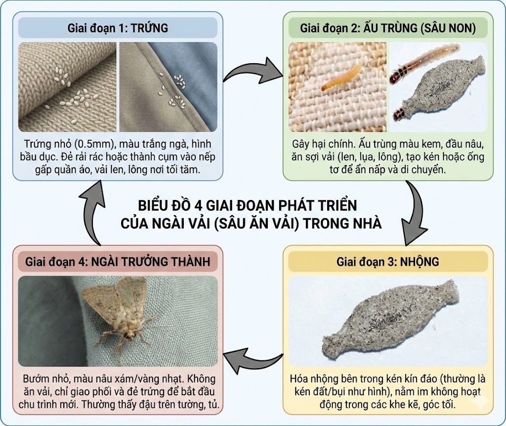 Các giai đoạn phát triển của con ngài vải Các giai đoạn phát triển của con ngài vải